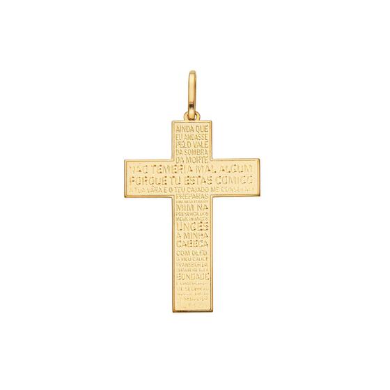 Imagem de Pingente Crucifixo Salmo 23 Ouro 18K (750) 23 MM