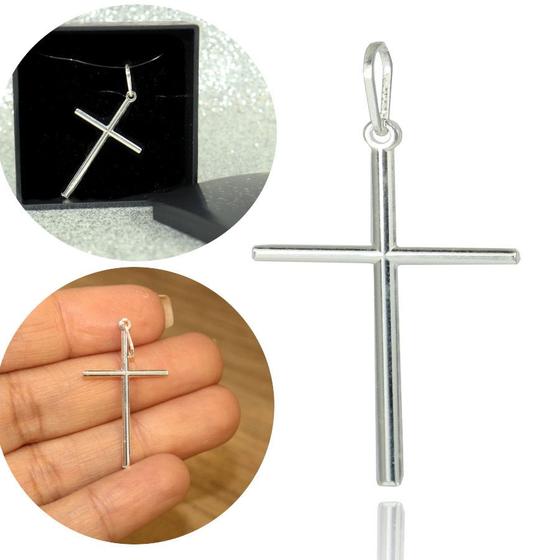 Imagem de Pingente Cruz Crucifixo Medio Prata Legitima 925 Palito 30mm