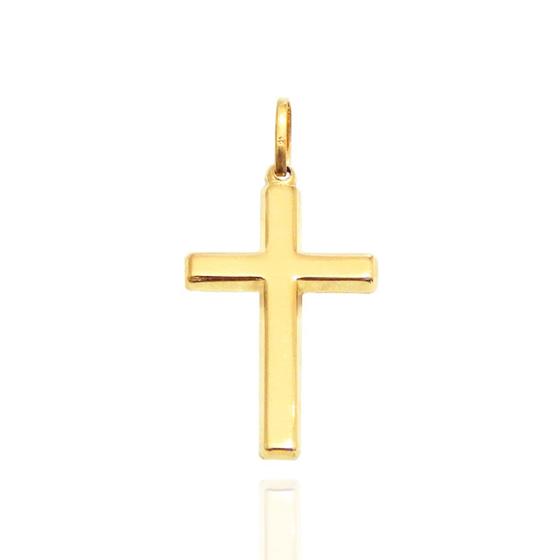 Imagem de Pingente Cruz Lisa Crucifixo Polido Em Ouro 18k Grande 25mm