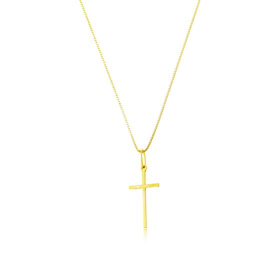 Imagem de Pingente Cruz Ouro 18k Crucifixo Palito Espelhado Liso Unissex R011