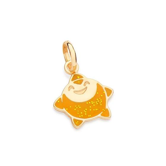 Imagem de Pingente de ouro 18k feminino infantil estrela dos desejos glitter amarela disney rommanel 542794