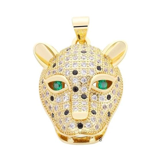 Imagem de Pingente de Pantera, Leão e Leopardo Banhado a Ouro 18k com Zircônia - Para Joias DIY