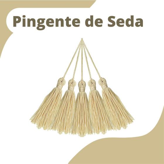 Imagem de Pingente De Seda Tassel - Franja - Bege Claro - Com 50 Unidades - Nybc