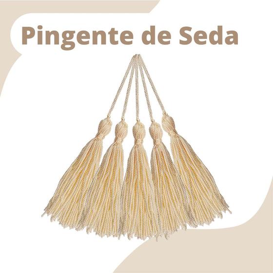 Imagem de Pingente De Seda Tassel - Franja - Bege Natural - Com 20 Unidades - Nybc