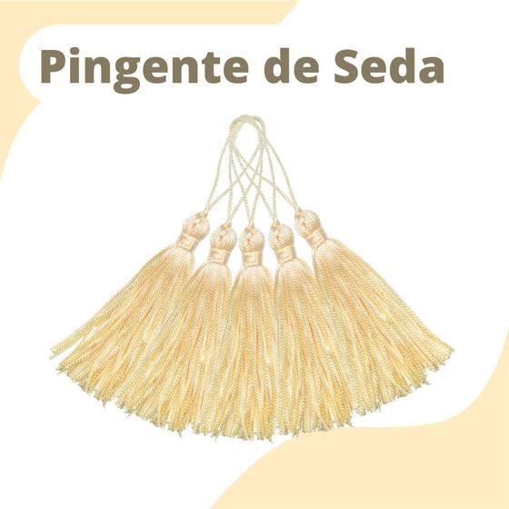 Imagem de Pingente De Seda Tassel - Franja - Creme - Com 20 Unidades - Nybc