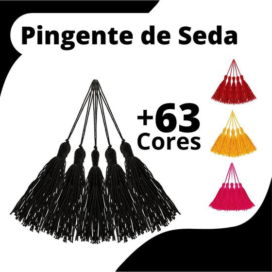 Imagem de Pingente De Seda Tassel - Franja - Preto - Com 20 Unidades - brx