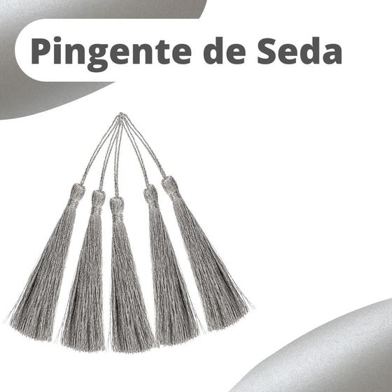 Imagem de Pingente De Seda Tassel - Prata - Com 100 Unidades - Nybc
