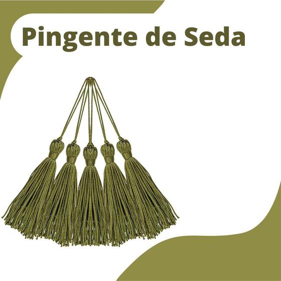 Imagem de Pingente De Seda Tassel - Verde Oliva - Com 100 Unidades - Nybc