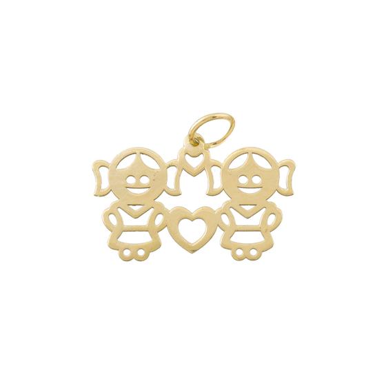 Imagem de Pingente Em Ouro 18k 2 Filhas Meninas Em Ouro Personalizado