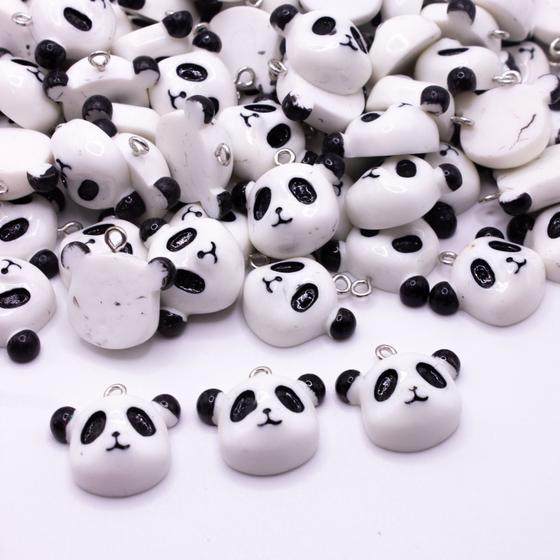 Imagem de Pingente em Resina 10 Peças Panda Para Brinco Colar Chaveiro