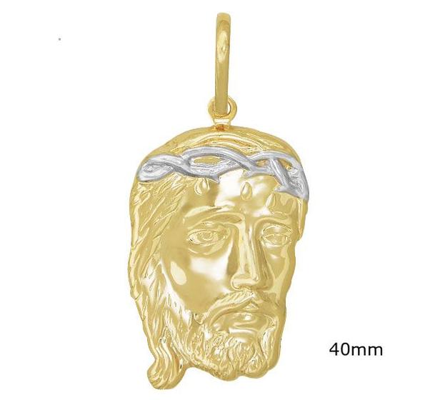 Imagem de pingente face cristo de frente macio 40mm com rdio