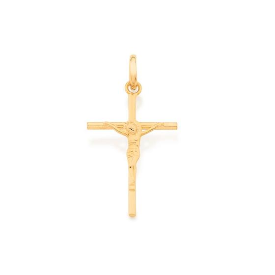 Imagem de pingente folheado a ouro cruz com cristo rommanel 540027