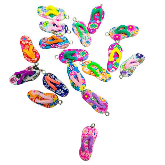 Imagem de Pingente Infantil de Chinelo Colorido Para Fazer Brincos Colar Montar Pulseiras Bijuteria Infantil