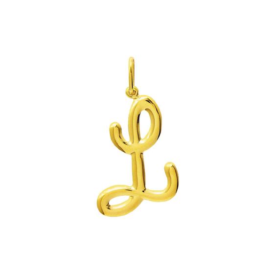 Imagem de Pingente Letra Grande Meia Cana Ouro 18K Alfabeto da A - Z K150