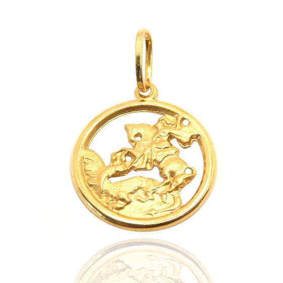 Imagem de Pingente Medalha São Jorge Em Ouro 18k 15mm