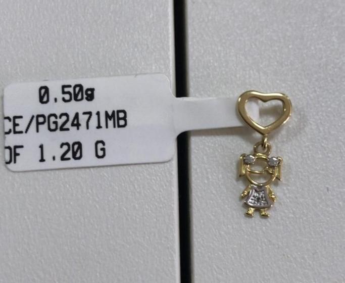 Imagem de Pingente Menina Com Ródio Em Ouro 18k C/ Passante De Coração