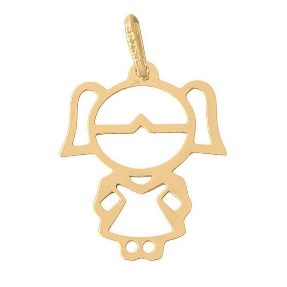Pingente Menina Filha Ouro 18k Menor preço em Pingente Menina Filha Ouro 18k