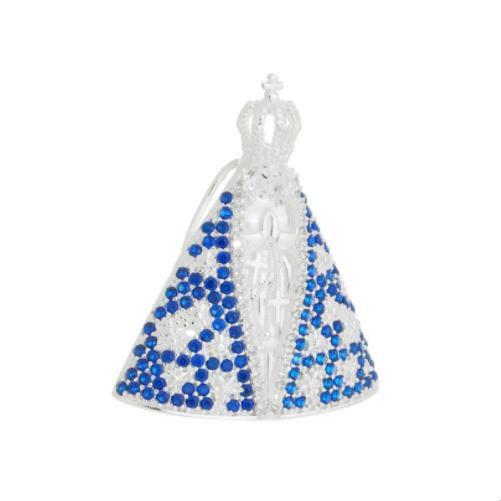 Imagem de Pingente Nossa Senhora Aparecida Prata 925 3cm x 3,5cm Religioso