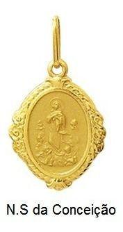 Imagem de Pingente Nossa Senhora Das Conceição Ouro 18K Oval Bordada k110