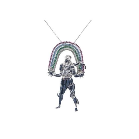 Imagem de Pingente orixá oxumaré banhado a rhodium com micro zircônia
