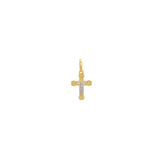 Imagem de Pingente Ouro 18k Crucifixo com Detalhe em Ouro Branco 15 mm