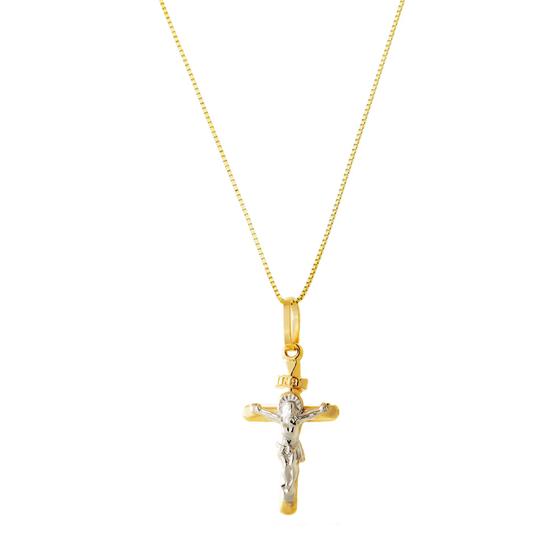 Imagem de Pingente Ouro 18k Cruz Cristo Inri Com Ródio Espelhado G4078R