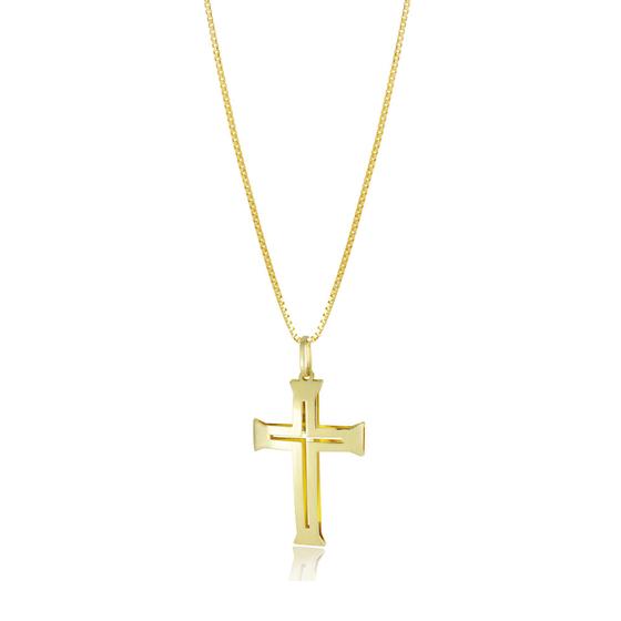 Imagem de Pingente Ouro 18k Cruz Crucifixo Duplo Masculino Espelhado G D006