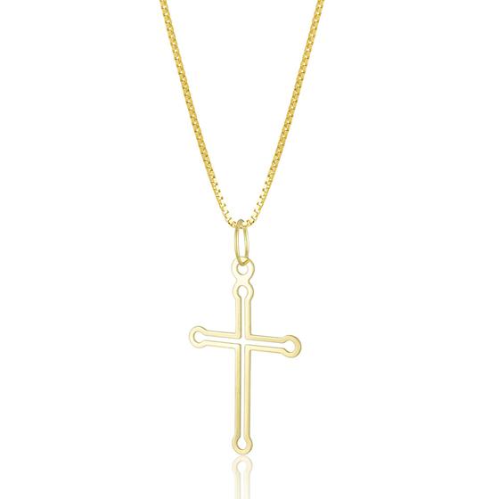 Imagem de Pingente Ouro 18k Cruz Crucifixo Palito Liso Ponta Redonda PG-159