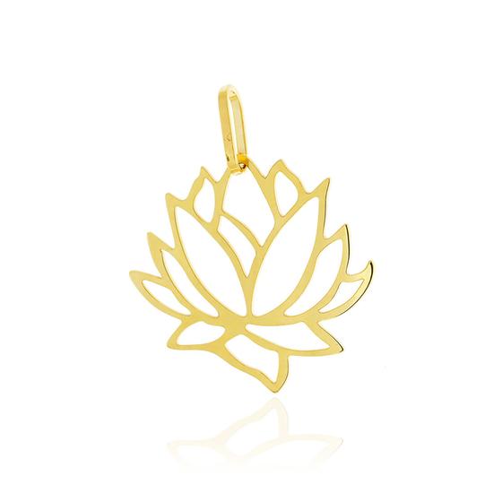 Imagem de Pingente Ouro 18k Flor de Lotus Vazada Laminada G3521