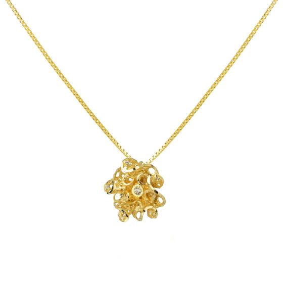 Imagem de Pingente Ouro 18k Tipo Flor Vazada Espelhada Com Zircônia P1212