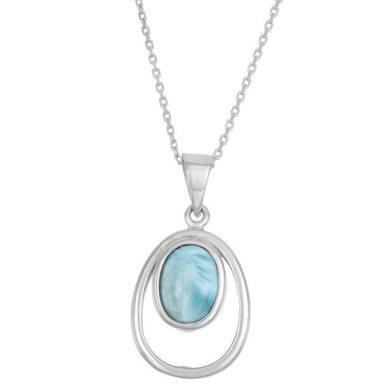 Imagem de Pingente Oval Larimar Duplo Prata Esterlina