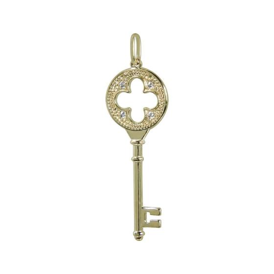 Imagem de Pingente Prata c/ Ouro 18K Chave com Zircônia 36x13mm