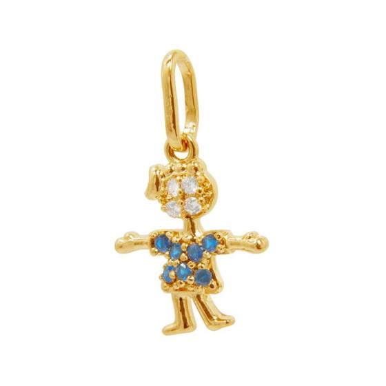 Imagem de Pingente Prata c/ Ouro 18K Menina com Zircônias 14x12mm