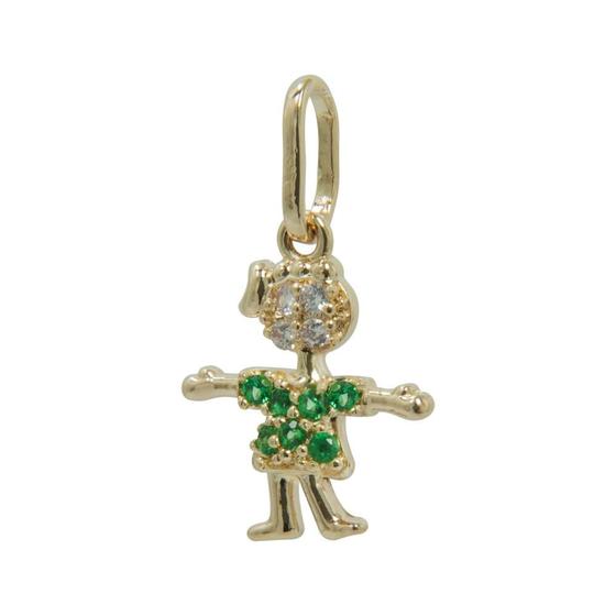 Imagem de Pingente Prata c/ Ouro 18K Menina com Zircônias 14x12mm