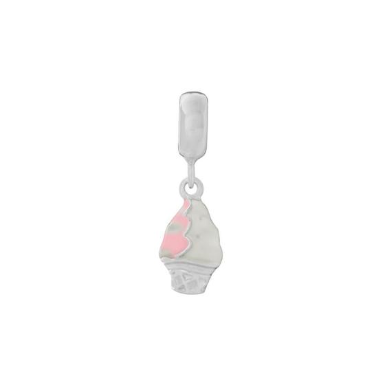 Imagem de Pingente Prata Link Sorvete com Resina Rosa e Creme