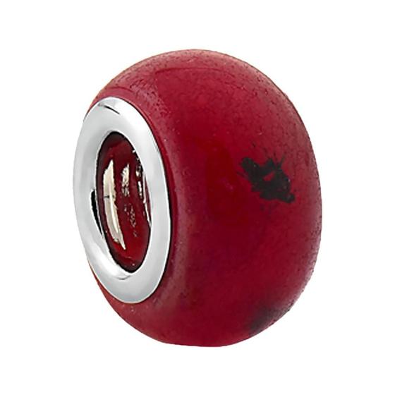 Imagem de Pingente Prata Link Tubo Separador com Resina Rubi 5x12mm