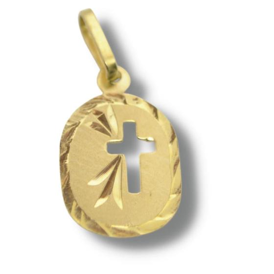 Imagem de Pingente Religioso Cruz Crucifixo Chapa Ouro 18k P210