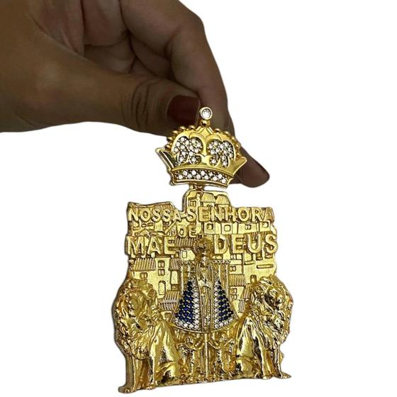 Imagem de Pingente Santa Nossa Senhora Aparecida Coroa Banhado a Ouro