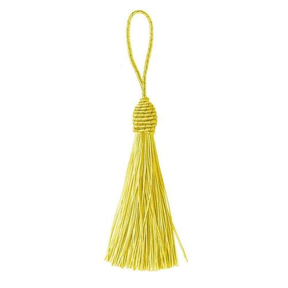 Imagem de Pingente Tassel 9cm Amarelo Franja de Seda - 2 unidades