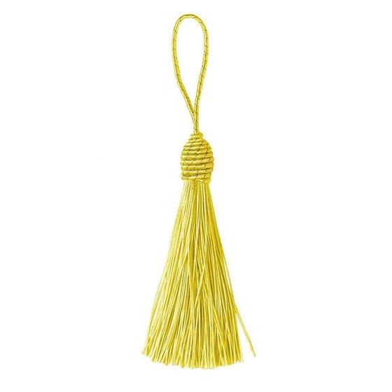 Imagem de Pingente Tassel 9Cm Amarelo Franja De Seda - 2 Unidades