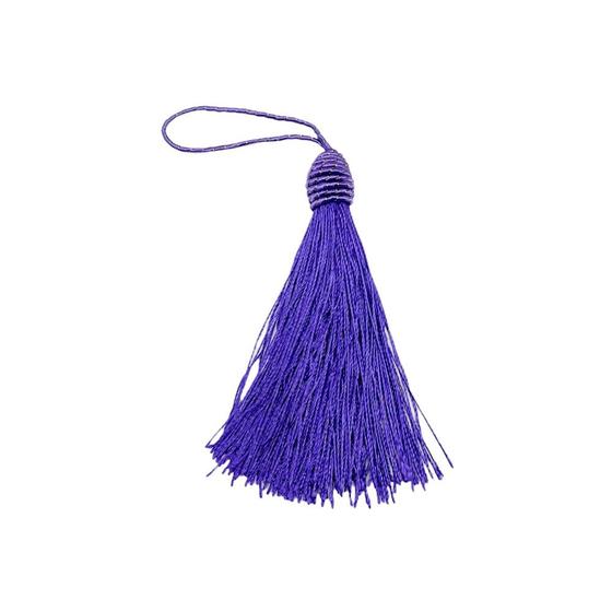 Imagem de Pingente Tassel com Tulipa 9cm Roxo Franja de Seda - 2 unidades