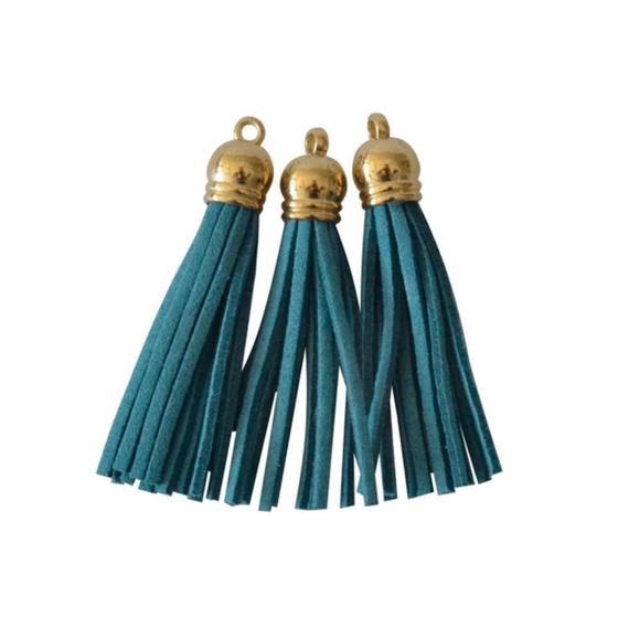 Imagem de Pingente Tassel De Camurça 5 Cm Mf-47 ul Claro 8 Un - Kit