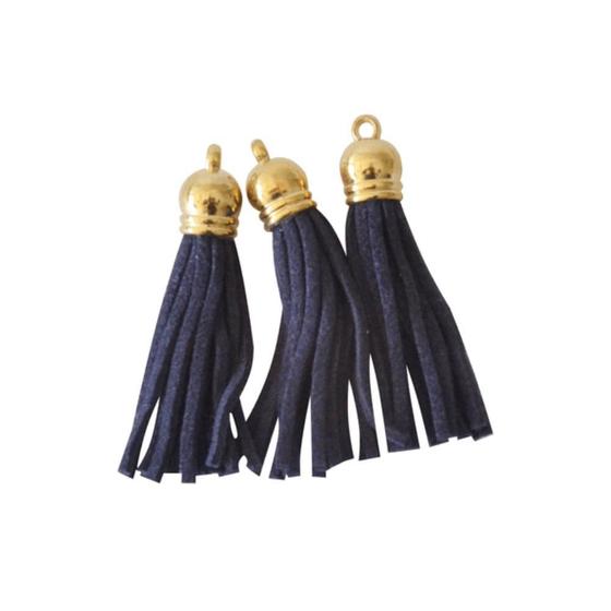 Imagem de Pingente Tassel De Camurça 5Cm Mf-47 ul Marinho 8 Un - Kit