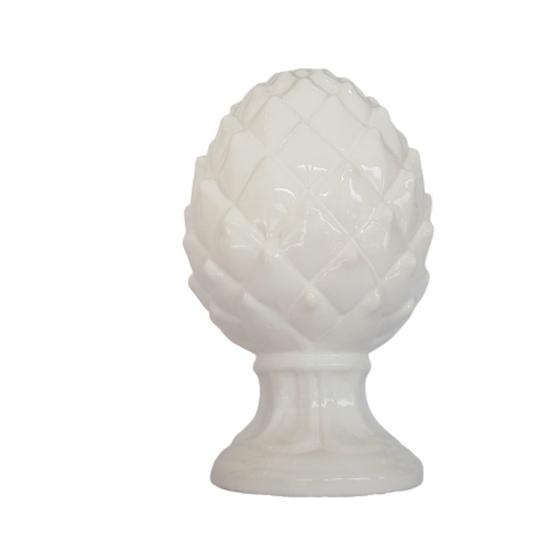 Imagem de Pinha Decorativa Branca em Cerâmica 22cm Altura