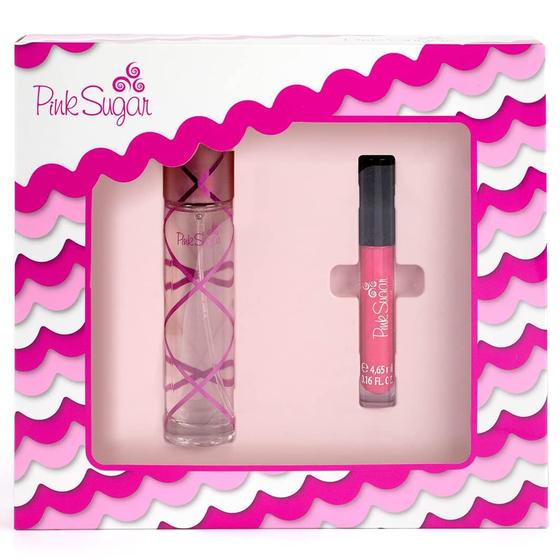 Imagem de Pink Sugar 2 Piece Gift Set para Mulheres, Travel Size Eau de Toilette Perfume + Lip Gloss