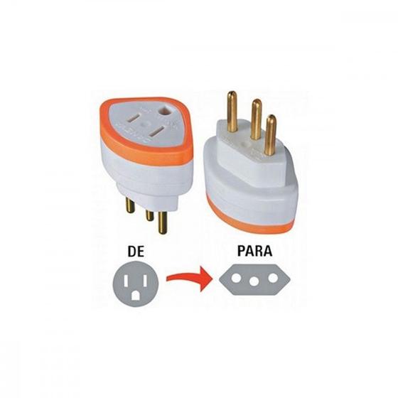 Imagem de Pino Adaptador Daneva 10A. 2 Polos+Terra Chato Para Redondo 1630 ./ Kit Com 12 Peças