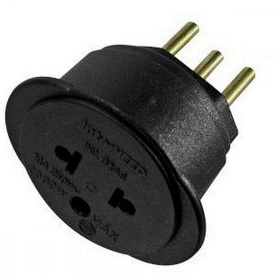 Imagem de Pino Adaptador Interneed 2 Polos+Terra Universal 10A. Preto 44819 - Kit C/10 Pecas