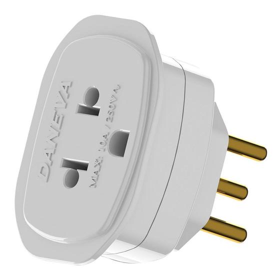 Pino Adaptador Universal 2P+T 10A/250V~ cor Branco 1661 Daneva Menor preço em Pino Adaptador Universal 2P+T 10A/250V~ cor Branco 1661 Daneva