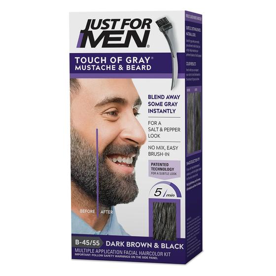 Imagem de Pintura para barba e bigode cinza com pincel incluso - Escuro e Preto