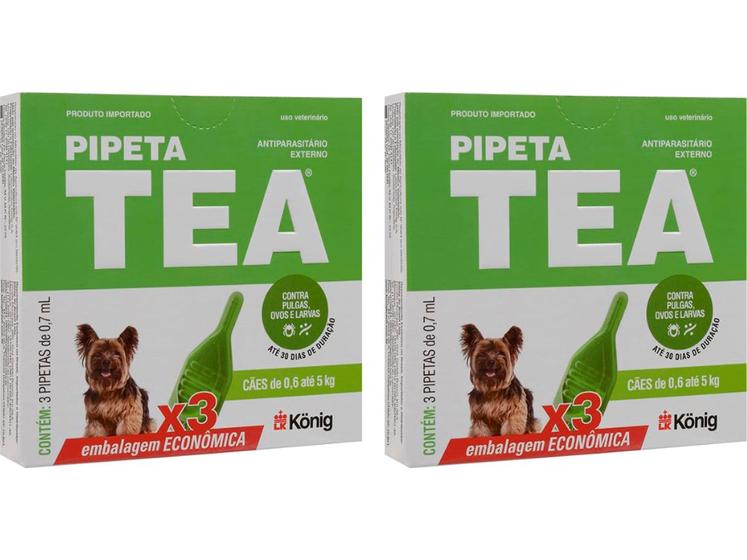 Imagem de Pipeta Antipulgas Tea Cães 0,6 Até 5 kg - 3 Pipetas - Konig - 2 Unidades